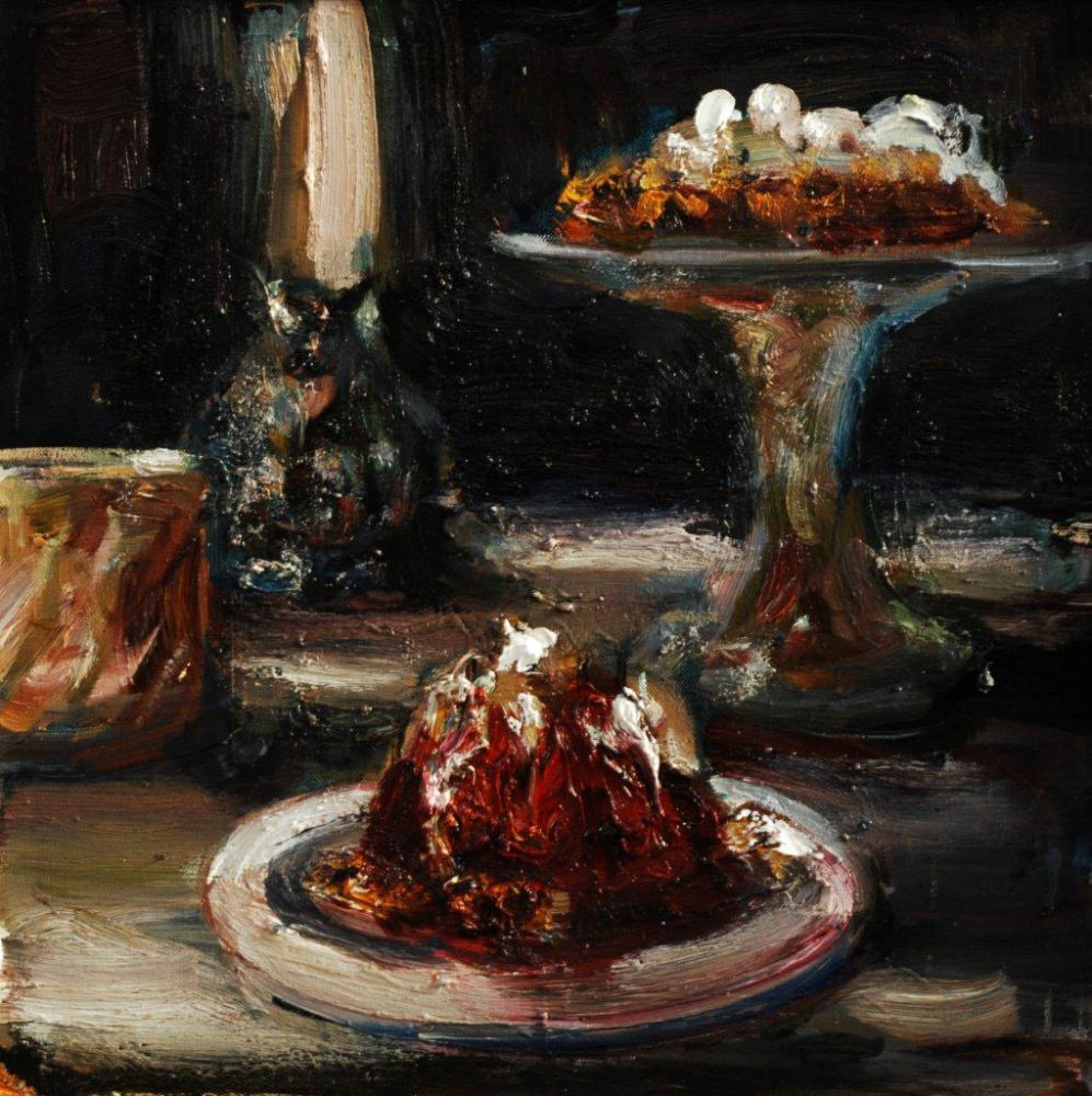 Douwe Elias - Taart en gebak - 2018 - olie op paneel - 50 x 50 cm