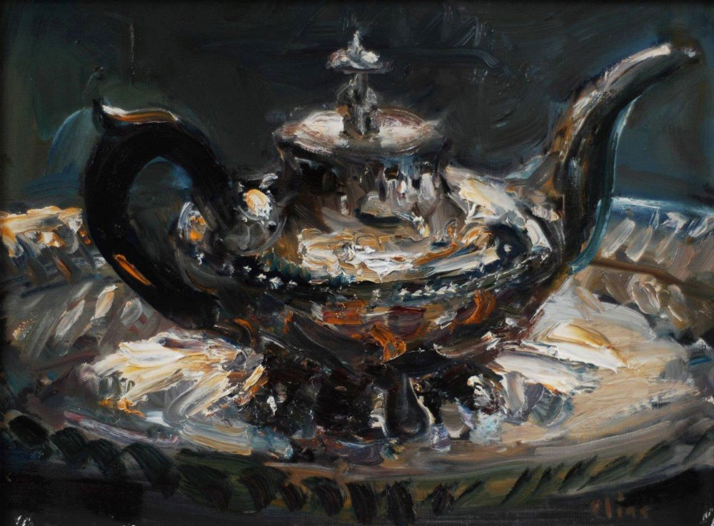 Douwe Elias - Theepot - 2018 - olie op paneel - 30 x 40 cm