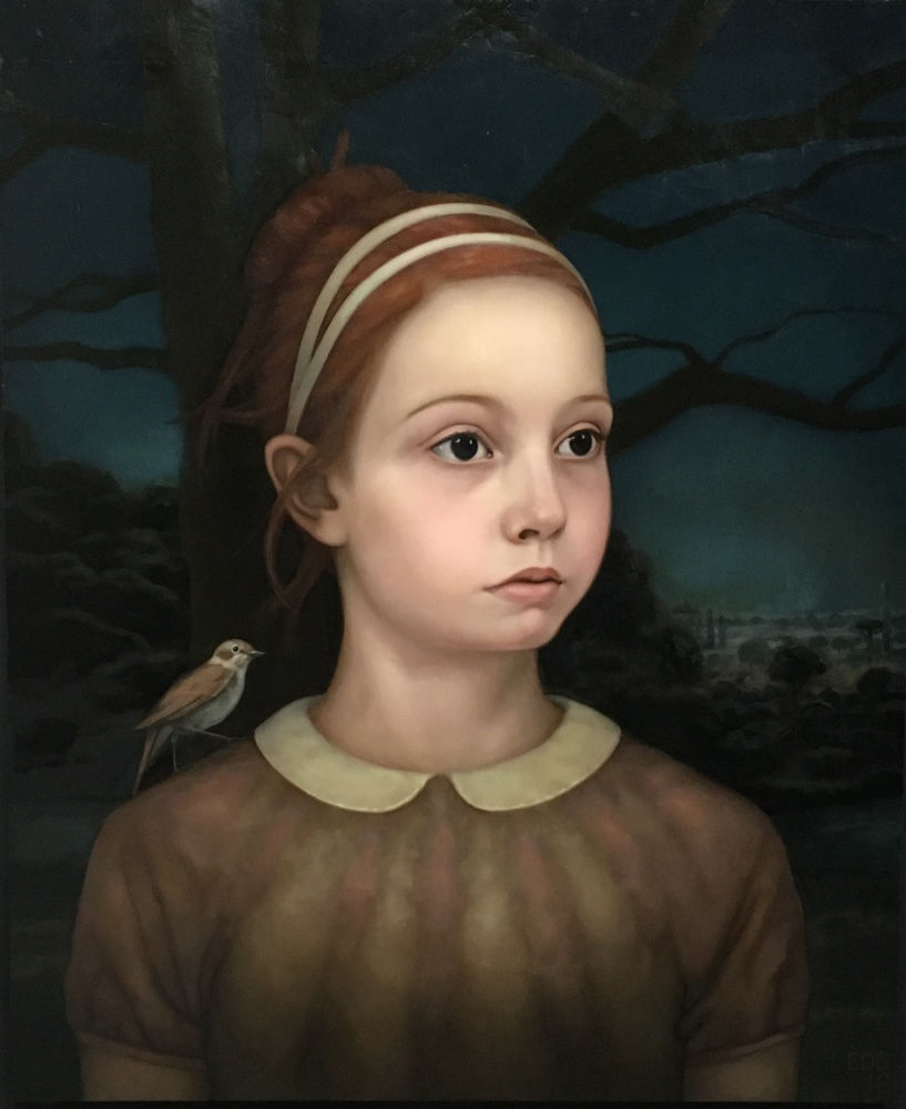 Ellen de Groot - Nachtegaal - 2018 - olieverf op paneel - 76,5 x 62,5 cm