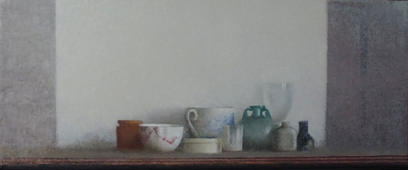 Pedro Escalona - Sobre la mesa IV - 2015 - olieverf op doek - 27 x 65 cm