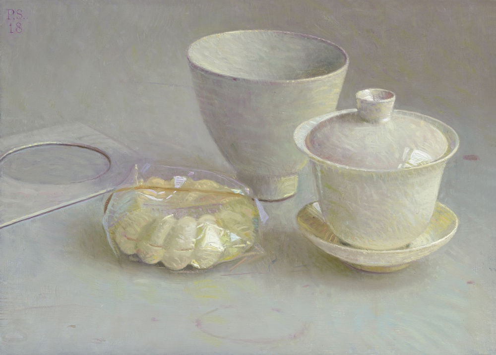 Piet Sebens - Witte chocola - 2018 - Olieverf over acryl op paneel - 19 x 23,8 cm