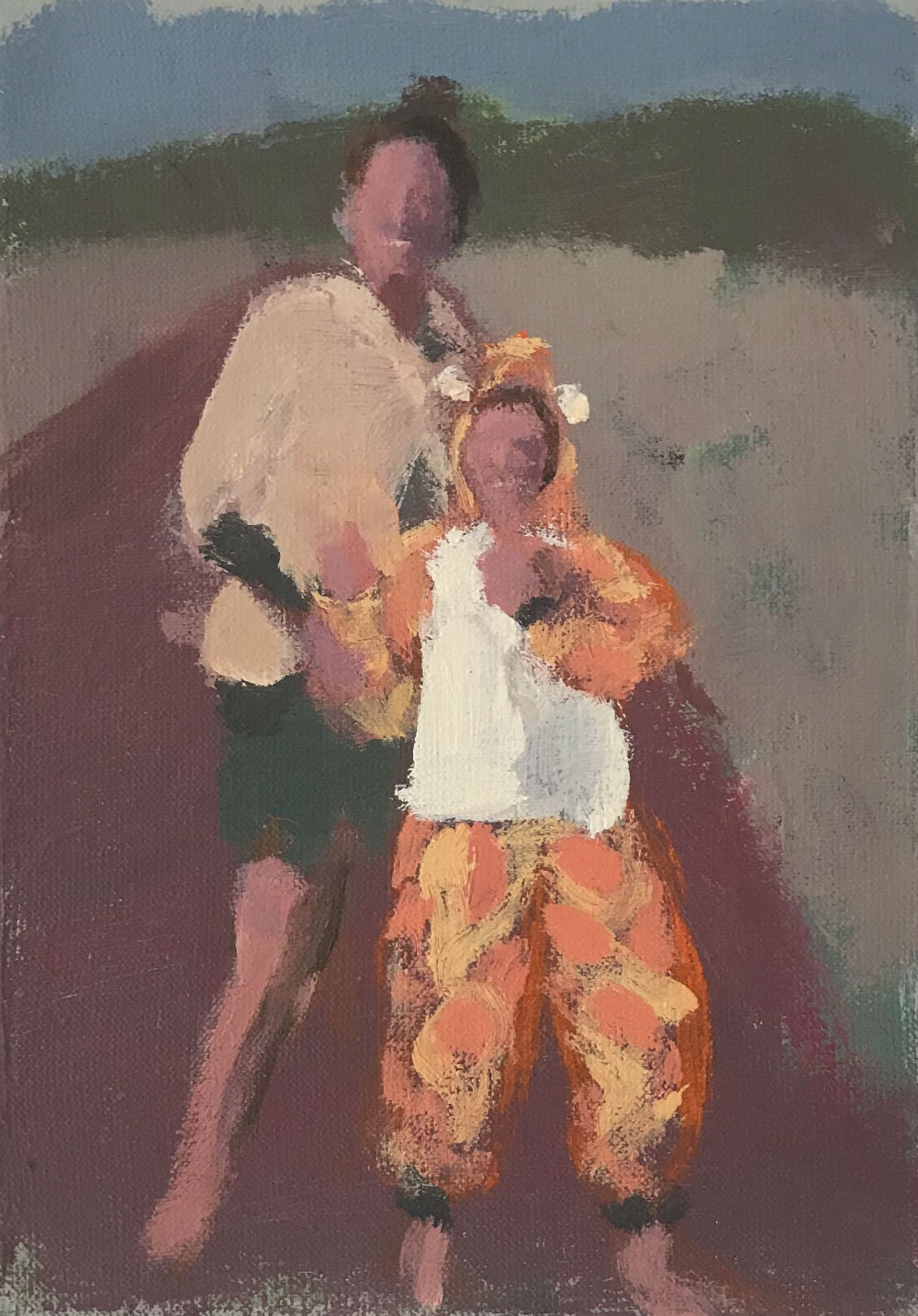 Seeger Baas - Vrouw met giraffe - 2018 - acryl op canvas - 13 x 18 cm