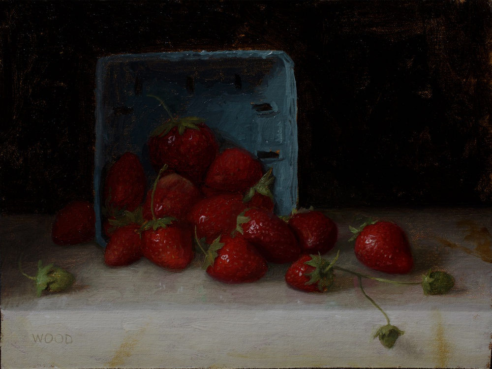 Justin Wood - Wild strawberries - 2018 - olieverf op paneel - 20 x 15 cm