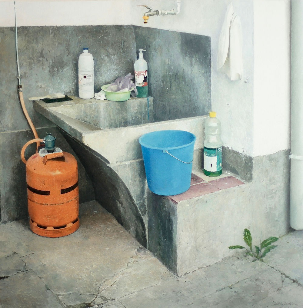 Joseba Sánchez Zabaleta - Lavadero Moyano - 2018 - olieverf op paneel - 50,5 x 99 cm