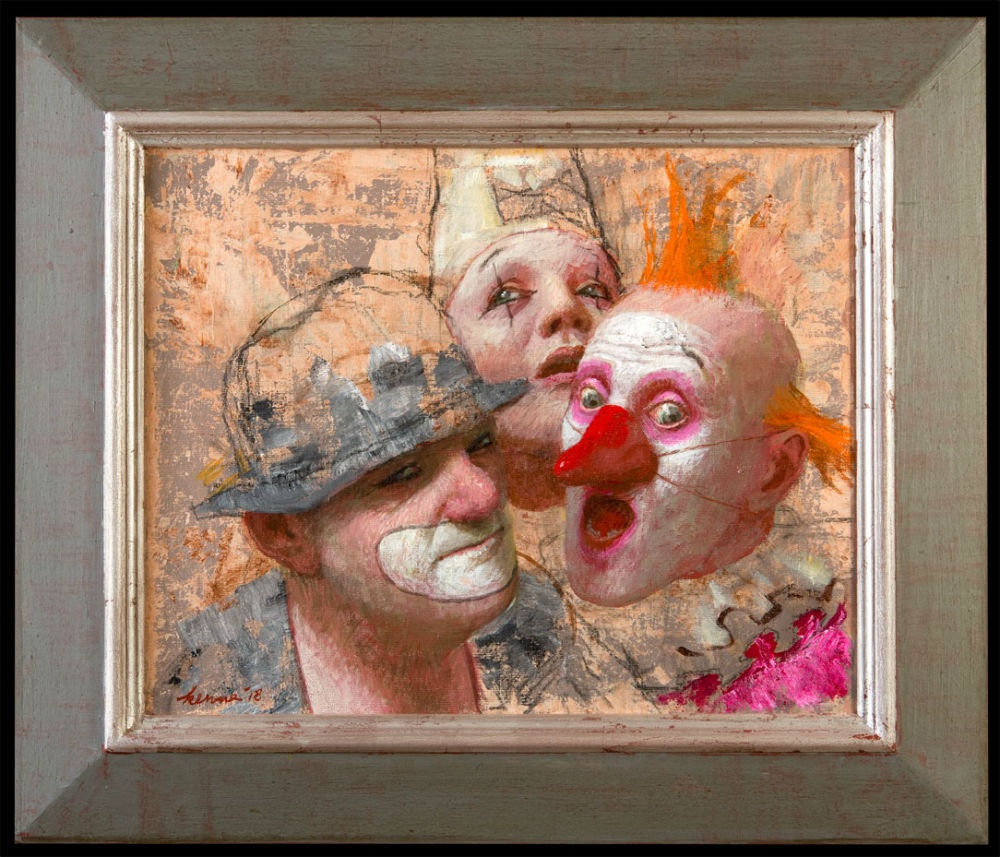 Clownskoppen - 2018 - Acryl op linnen - 37 x 45 cm