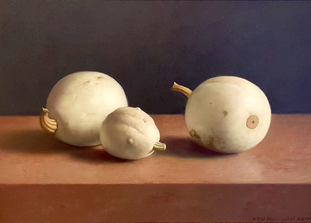 Henk Helmantel - Sierkalebassen - 2014 - olieverf op paneel - 34 x 48 cm