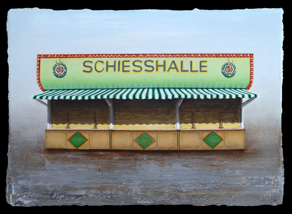 Mario M&uuml;ller - Schiesshalle - 2013 - Acryl en olieverf op doek - 52 x 73 cm