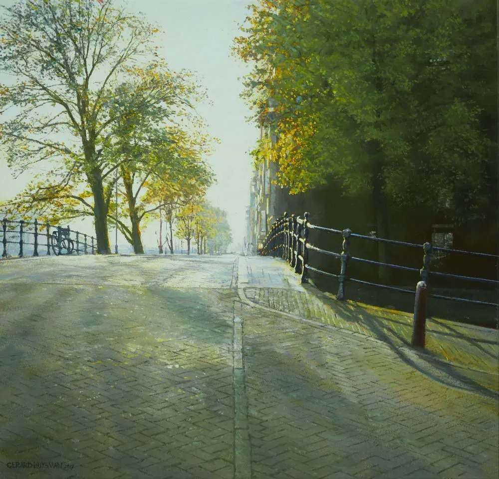 Gerard Huysman - Grachtovergang Prinsengracht - 2017 - olieverf op paneel - 43 x 45 cm