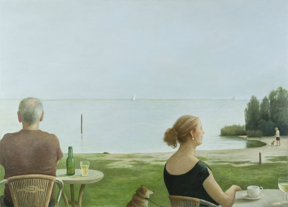 Koos van Keulen - Windstil weer aan het Mirnser Klif - 2016 - olieverf op paneel - 95 × 130 cm