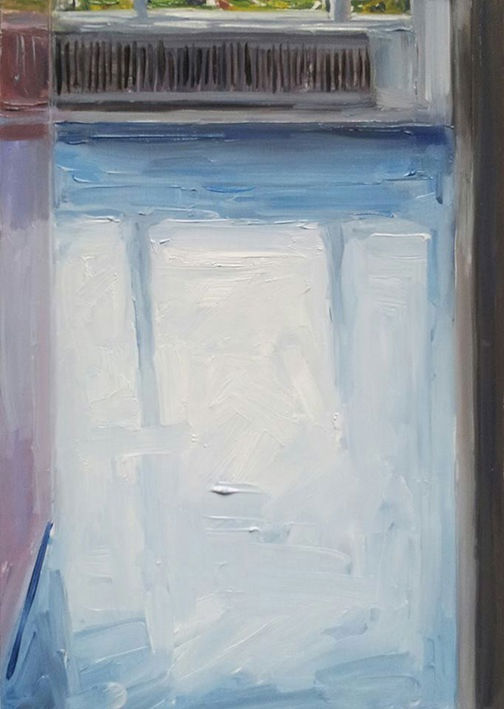 Pauline van Buringen - Blauwe vloer III - 2016 - olieverf op papier - 21 x 15 cm