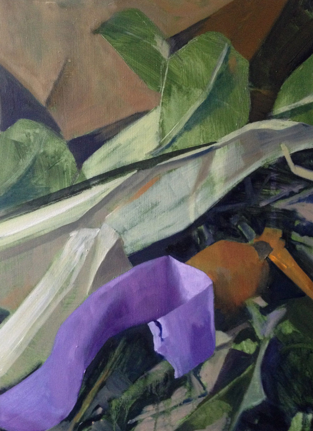 Paarse tape - 2016 - olieverf op paneel - 30 x 40 cm