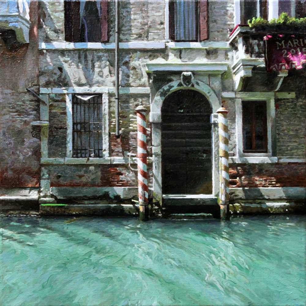 Jan Maris - Poort aan kanaal IV - 2015 - olieverf op doek - 35 &times; 35 cm