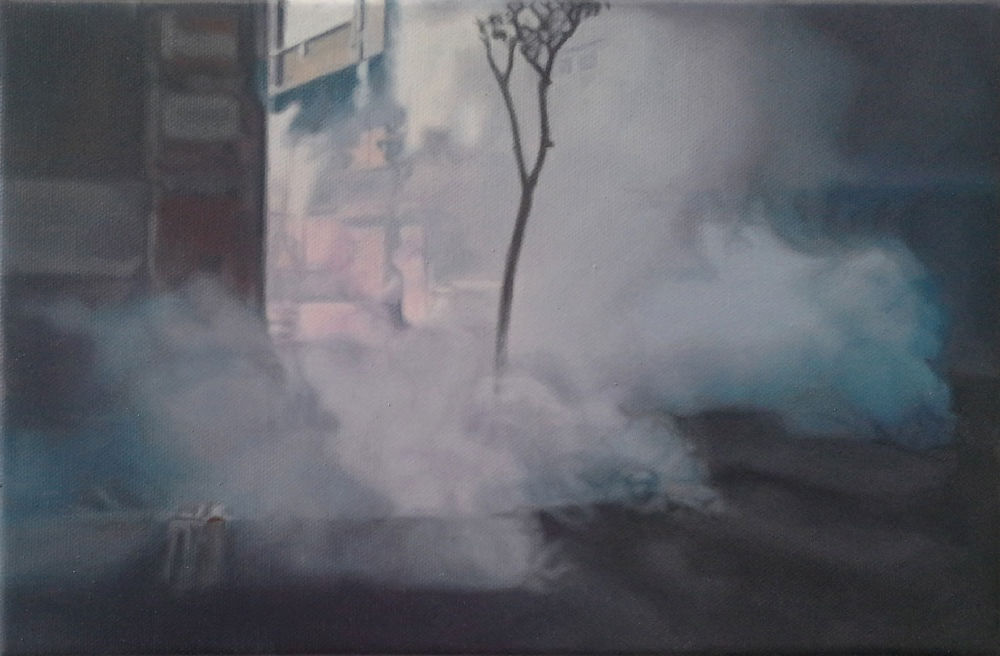 Celine Germes - Street #2 - 2016 - olieverf op doek - 32 x 21 cm