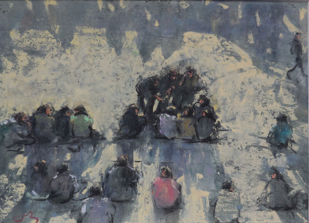 Onno Boerwinkel - Winterlicht - Piazza di Spagna - 2014 - pastel op papier - 13 x 18 cm