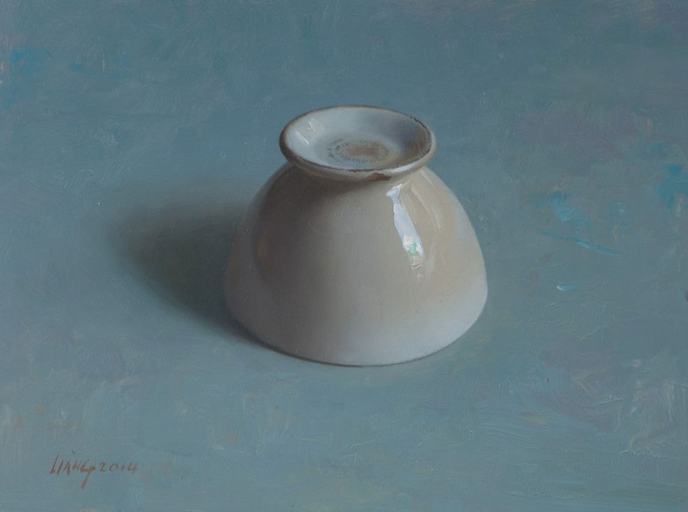 Qiangli Liang - Omgekeerde kom - 2014 - olieverf op paneel - 18 x 24 cm