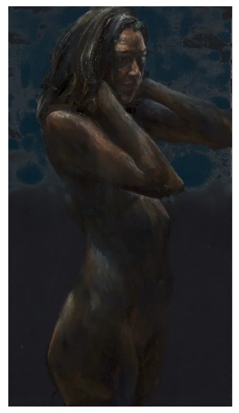 Sam Drukker - Naakt (op blauw) - 2014 - olieverf op doek - 90 x 50 cm