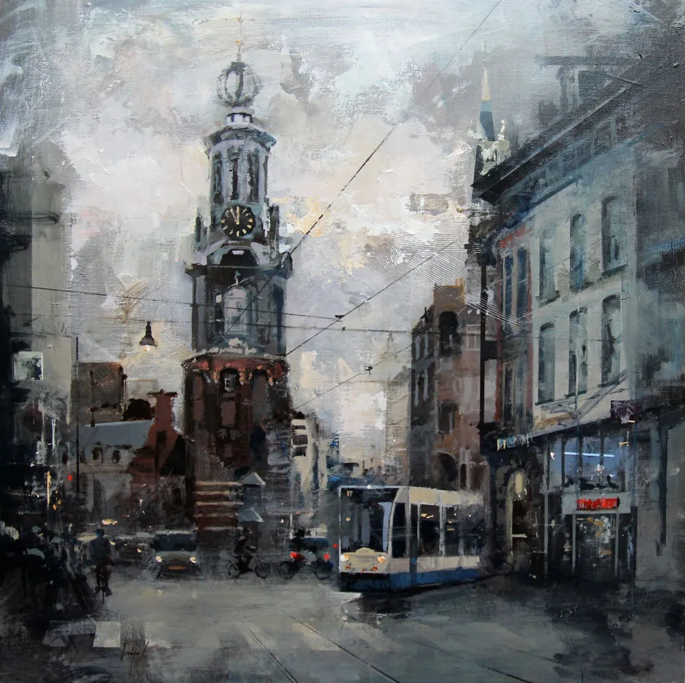 Urréjola - `s ochtends op de munt - 2014 - olieverf op doek - 90 x 90 cm