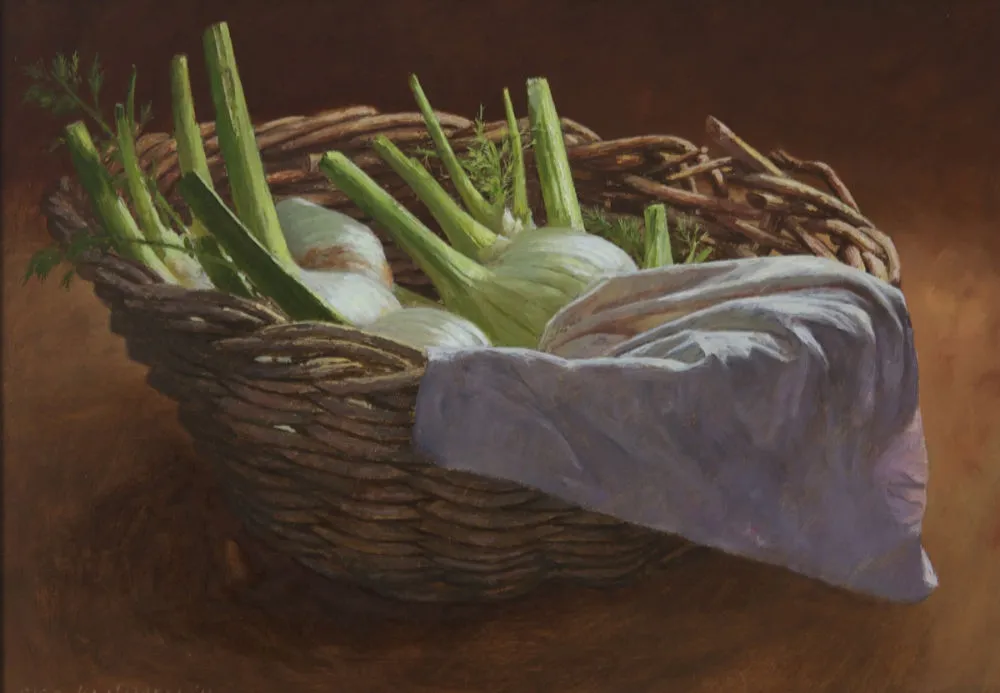 Nico Heilijgers - Mandje venkel - 2014 - olieverf op paneel - 33 x 46 cm