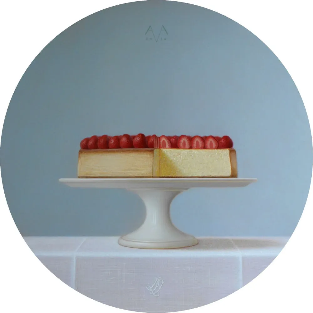 Arnout van Albada - Strawberry Cheesecake - 2014 - eitempera en olieverf op paneel - diameter 48 cm