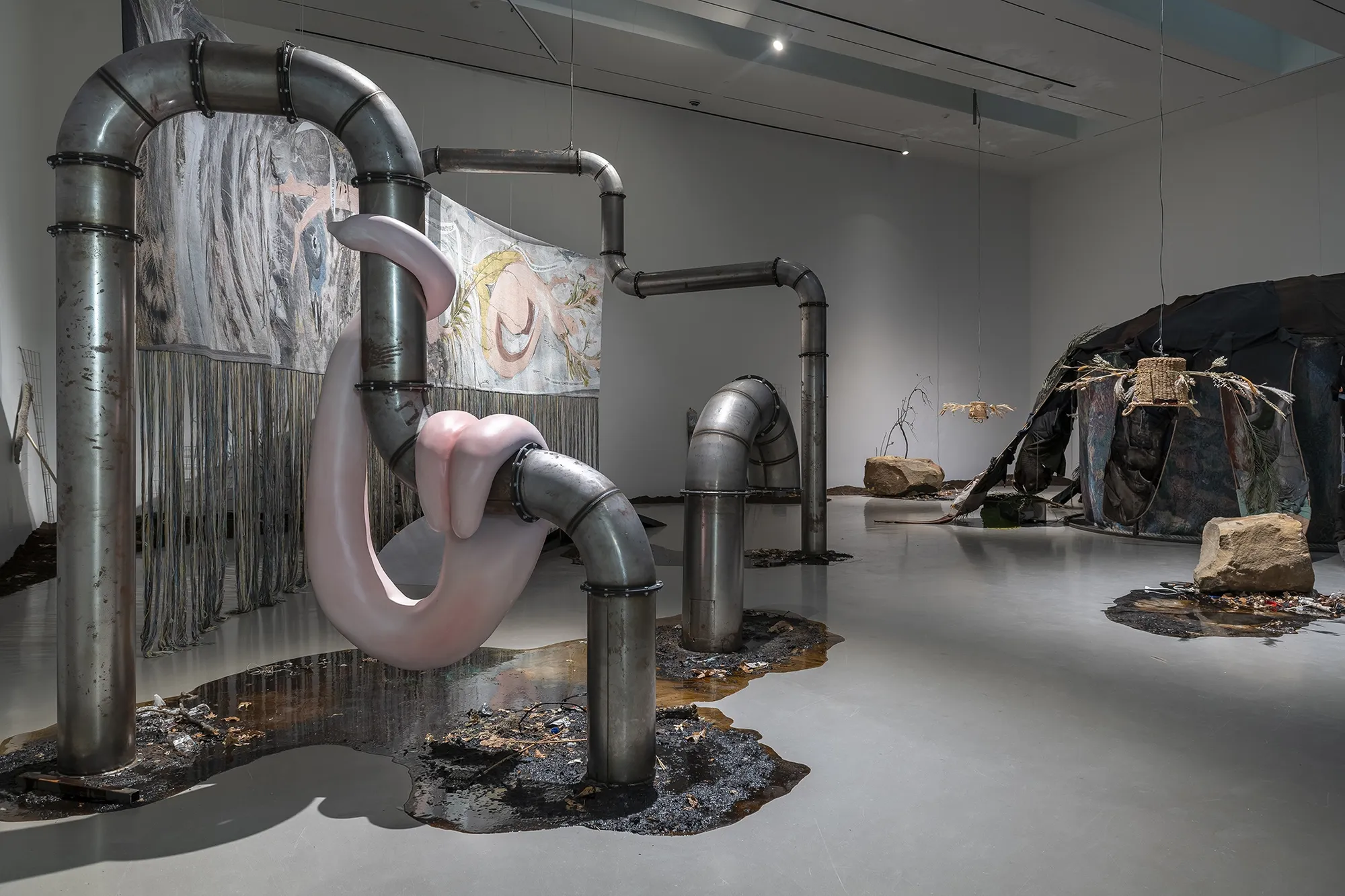 Laure Prouvost: Above Front Tears Nest in South, installation view, September 14 - December 14, 2023, at Rice University's Moody Center for the Arts. Photo by Anthony Rathbun.