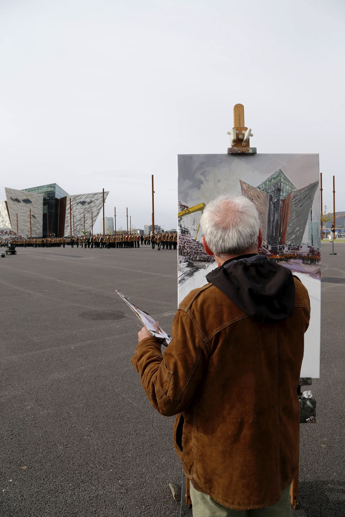 22 SEPTEMBER 2018 TITANIC SLIPWAYS, BELFAST Royal Irish Regiment, Presentation of New Colours 2018 RIR commission painting photo: Colm Murphy