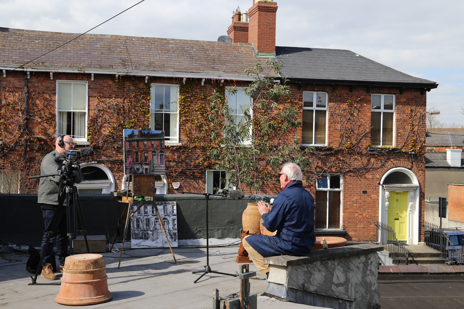 08 APRIL 2020 THE GERARD BYRNE STUDIO, RANELAGH, DUBLIN Gallery Rooftop, The Irish Times Video, behind the scenes video: Bryan O'Brien photo: Agata Byrne