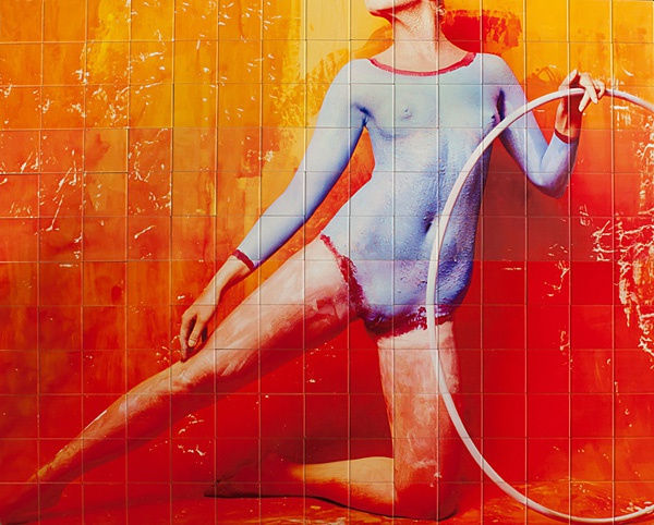 Гимнастка с обручем.2011.Кафельная плитка, UV печать, дибондовая основа. 120Х150.