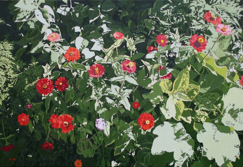 Oleg Maslov. CONEFLOWERS AND ZINNIAS