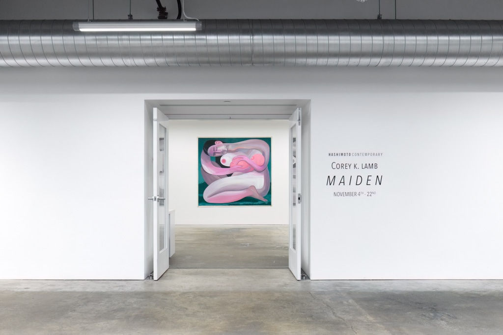 Installation photo of Maiden by Corey Lamb, perspective from the entrance