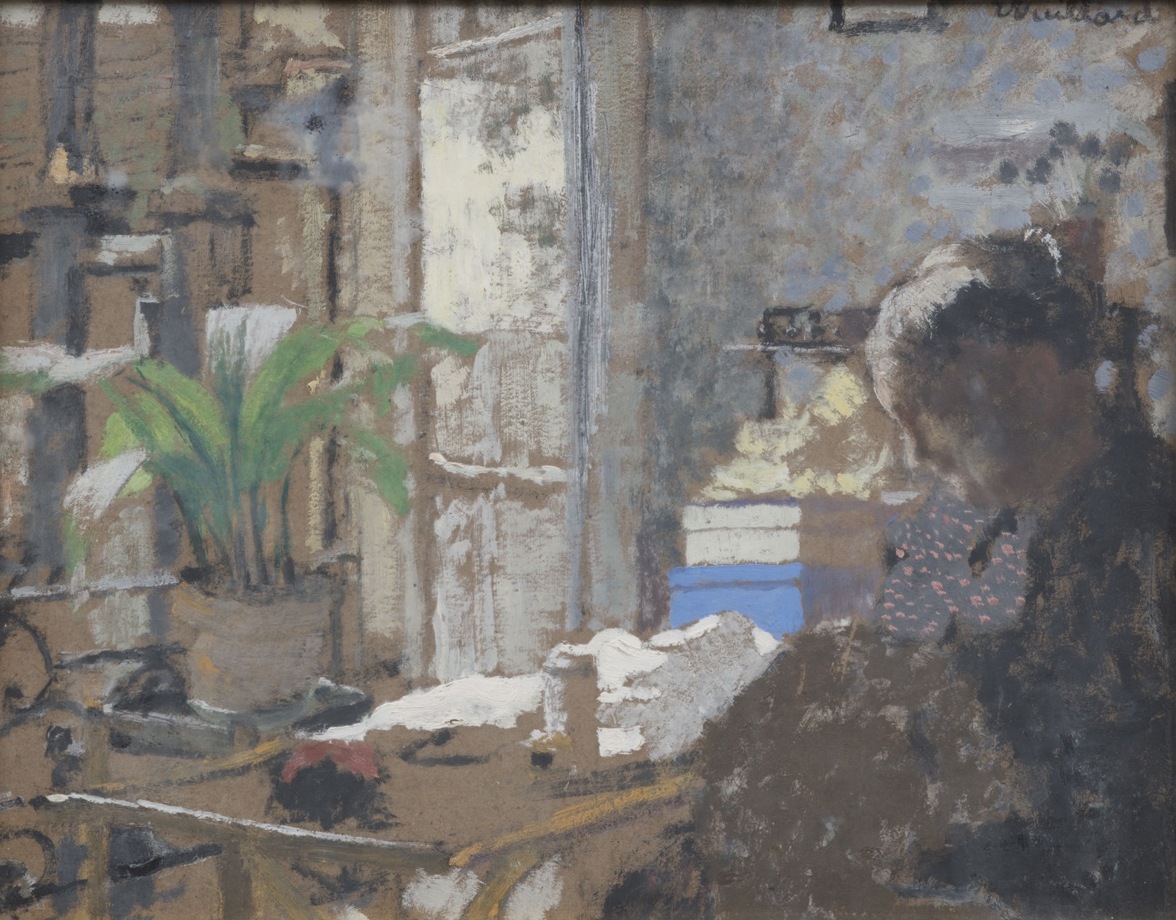 EDOUARD VUILLARD (1868-1940)Madame Vuillard cousant. Au verso étude de femme assise, 1898