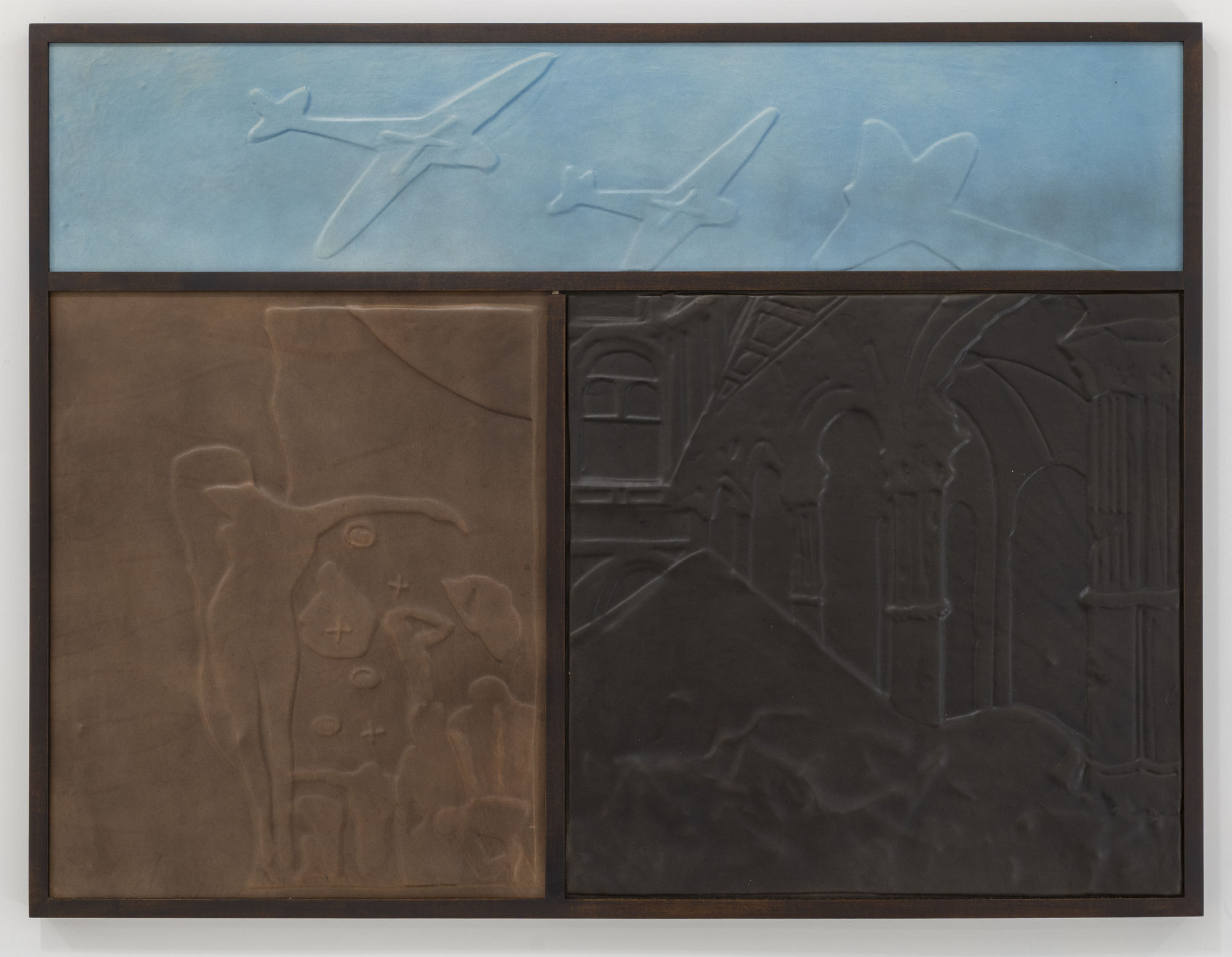 Colin Knight Brandwunde, 2025 Leather, dye, and maple 46 x 35 inches 116 x 88 cm
