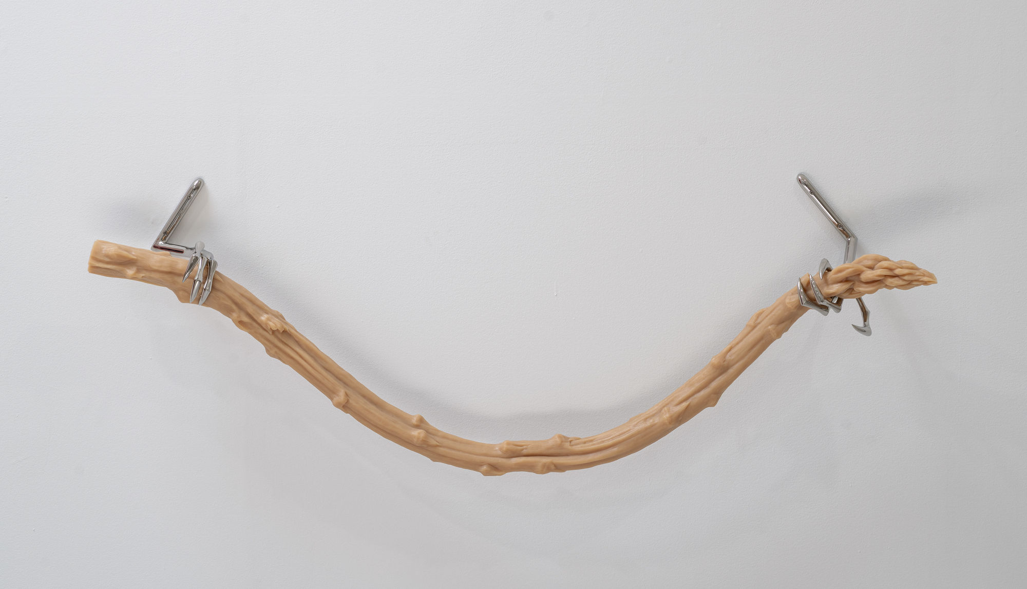 Hannah Levy Untitled, 2024 Stainless steel, silicone 15 x 54 x 7 inches 38 x 137 x 17 cm