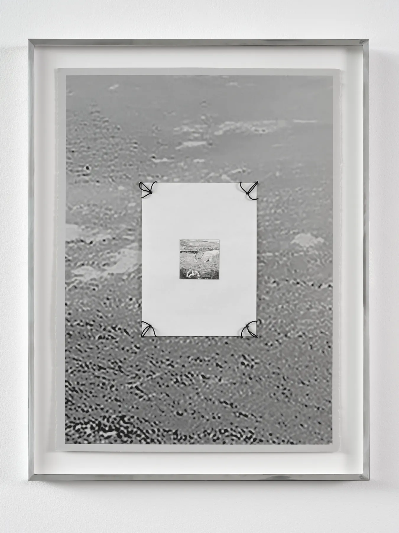 Ginny Huo (b. 1985) old Lā’ie, 2025 Graphite on paper, rubber cord, archival inkjet on cotton paper in aluminum frames with museum glass 22 x 30 inches (paper size) 55 x 76 cm (paper size) 34 x 27 x 1 1/2 inches (framed) 86 x 68 x 3 cm (framed) GHU008