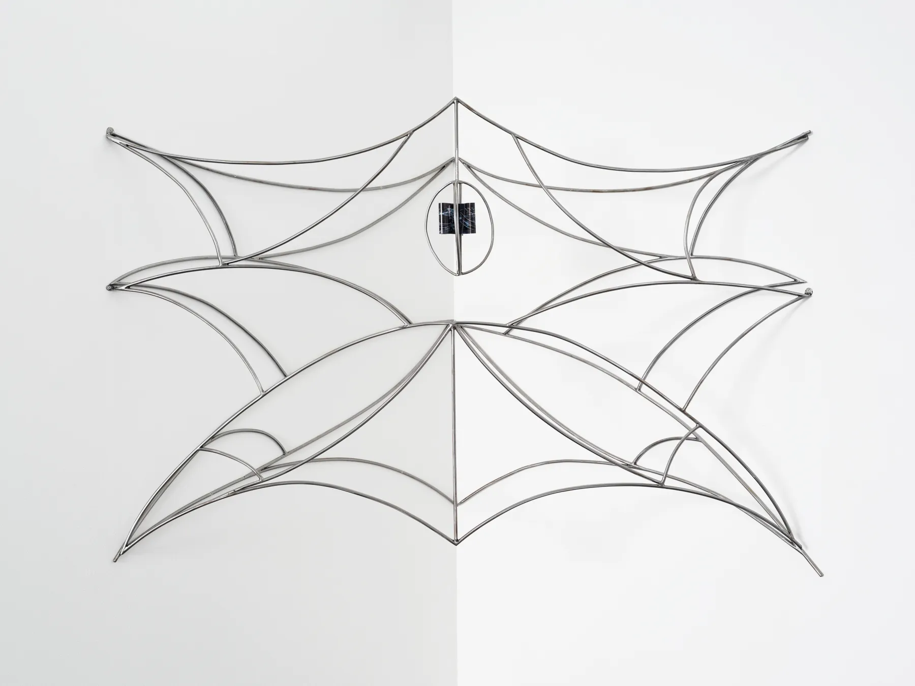 Ginny Huo (b. 1985) spinneret, 2025 Steel, archival inkjet of drawing on transparency film 45 x 54 x 78 inches 114 x 137 x 198 cm GHU009