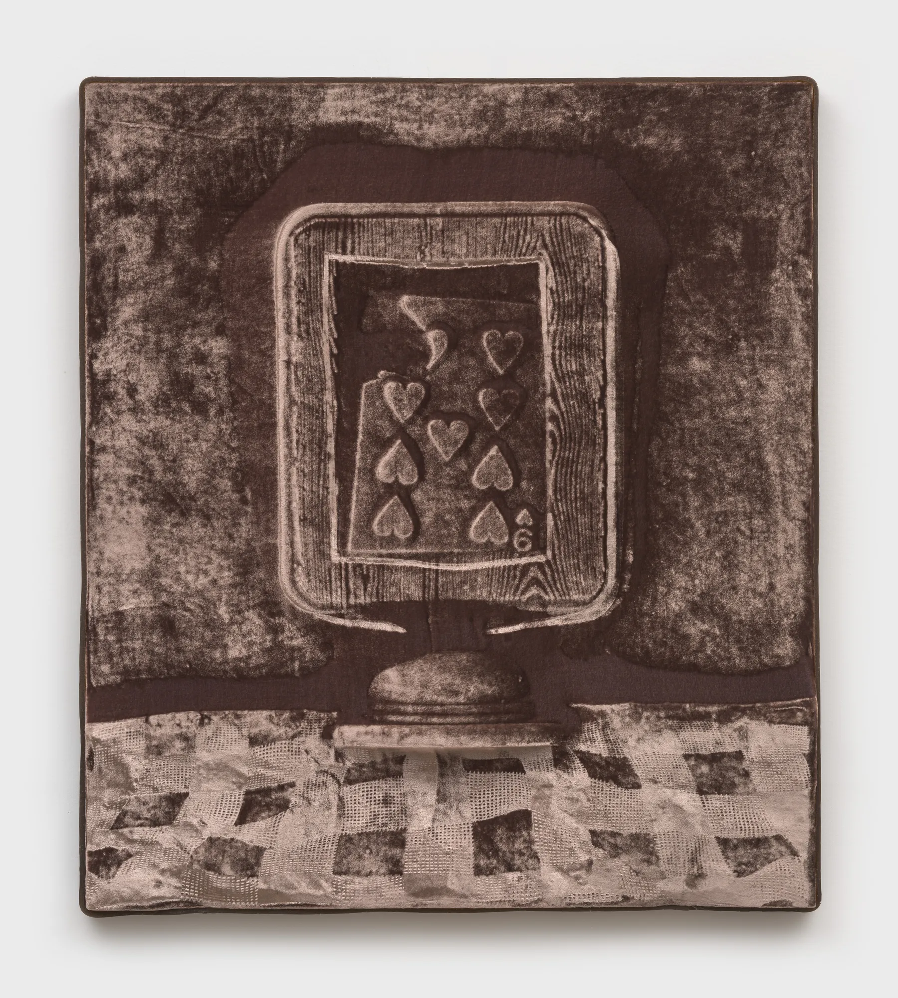 Lior Modan (b. 1983) The Bite, 2026 Velvet, foam, plastic, sand, epoxy putty in cast rubber frame 23 x 26 inches 58 x 66 cm LMO012