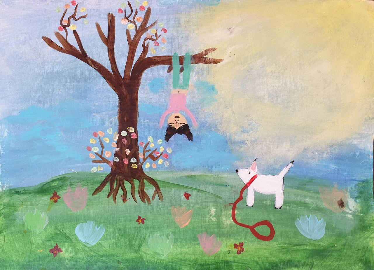Willow Oakeshott , age 9 Inspired by the paintings of Sioban Purdy, especially 'Dreamaway Tree'