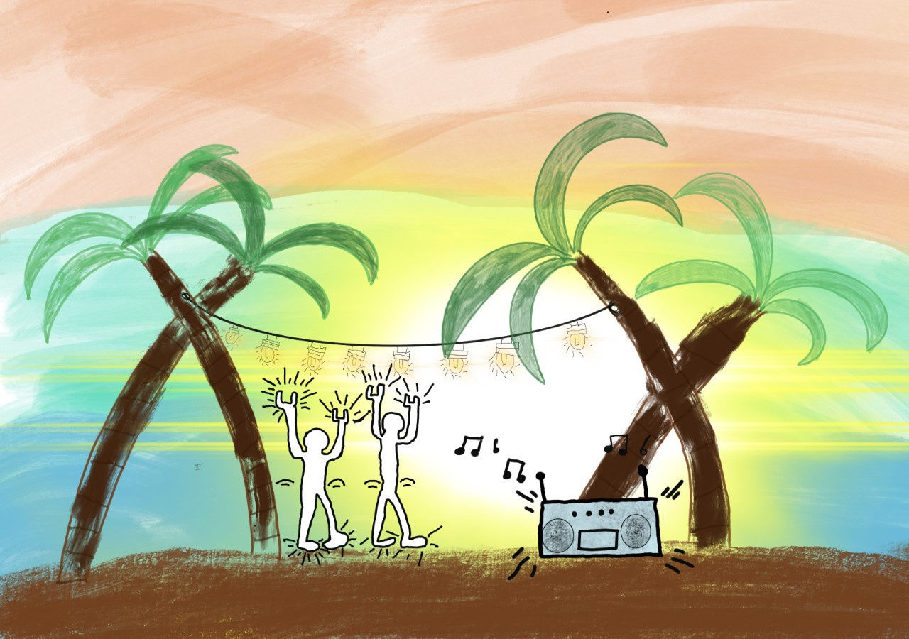 Daisy Bates, age 7 Inspired by Keith Haring’s ‘Untitled’ (Four Plates). “Rockin Radio”