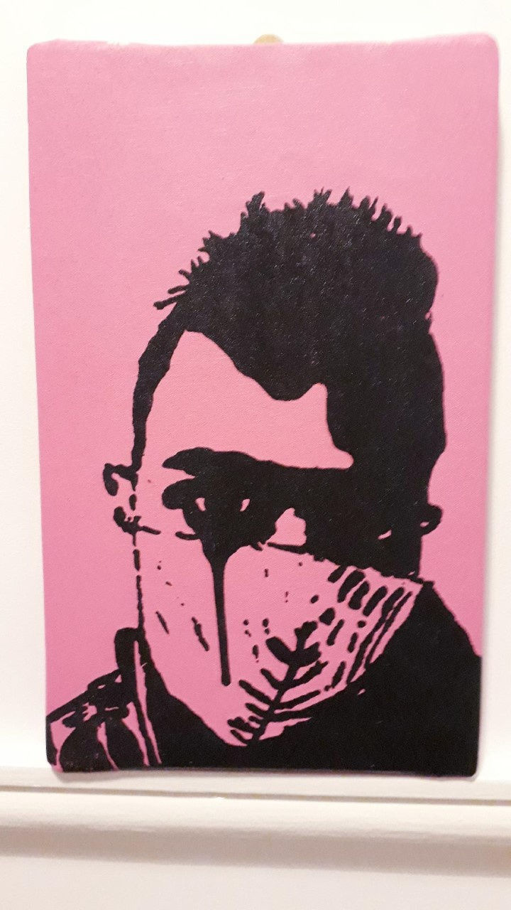 Tazrian, age 11 Inspired by Pure Evil’s America’s Nightmare Title: Covid’s Nightmare (self-portrait wearing a face mask)