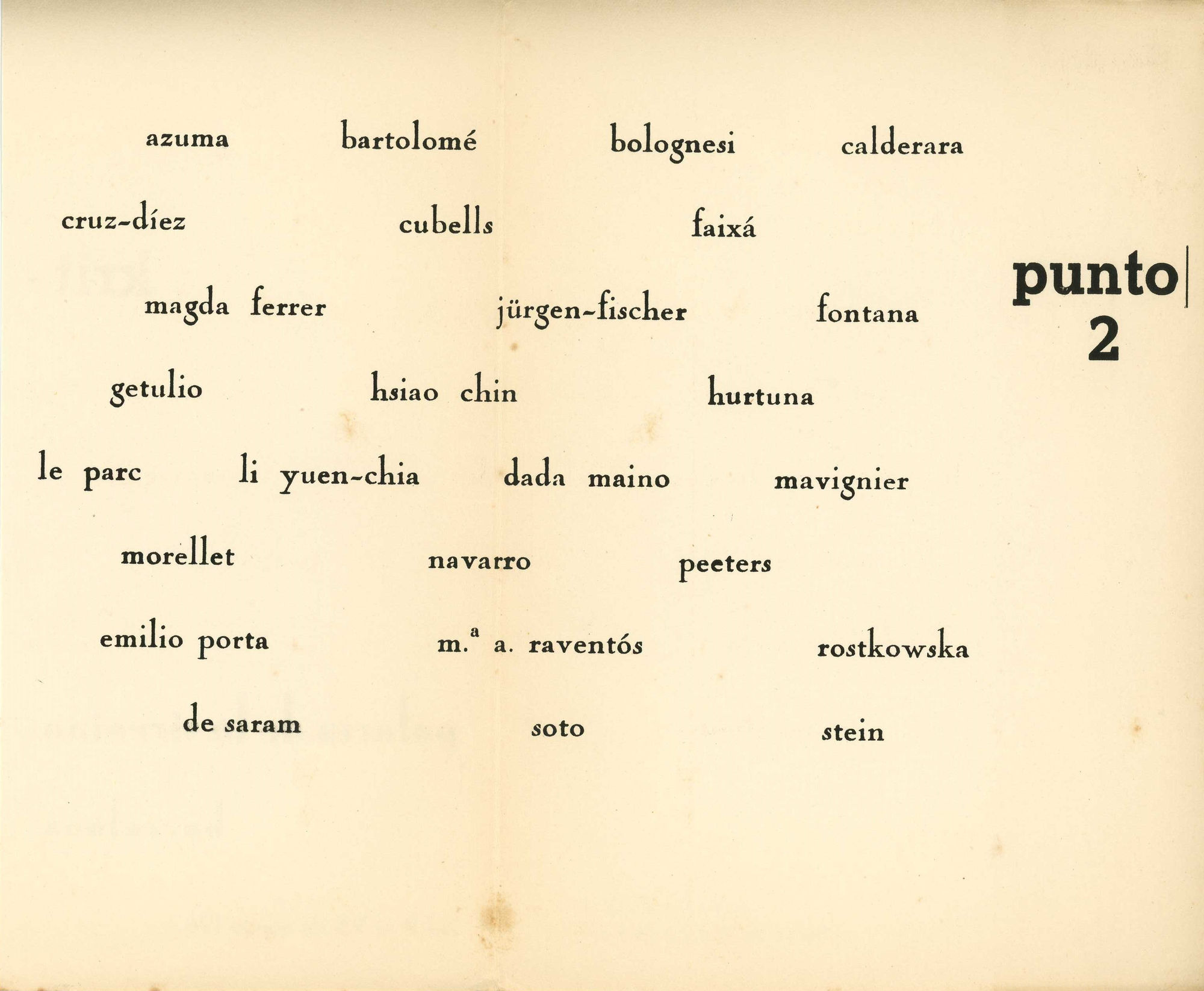 The second exhibition of Punto at the Palacio de la Virreina in Barcelona in 1962 1962年8月於西班牙巴賽隆納維雷依那大廈舉辦第二次龐圖國際藝術運動大展