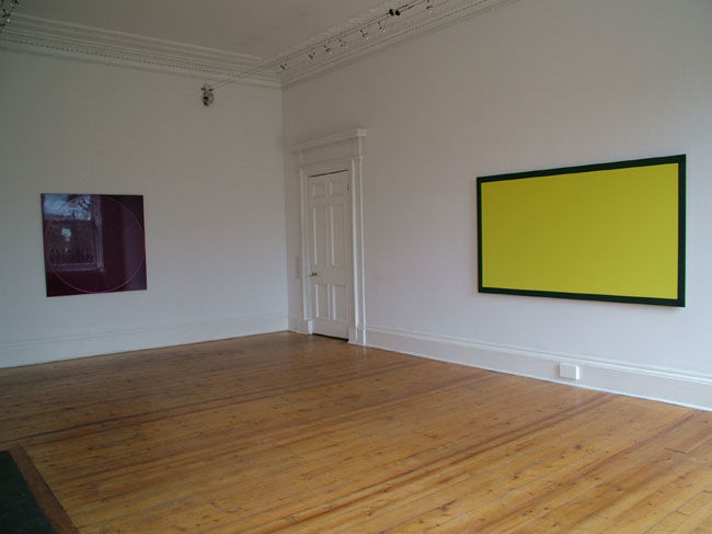 Untitled Circle Painting: Deep Purple / Magenta/ Deep Purple & Inside Yellow both 2005 household gloss paint on honeycomb aluminum panel & tempera on honeycomb panel