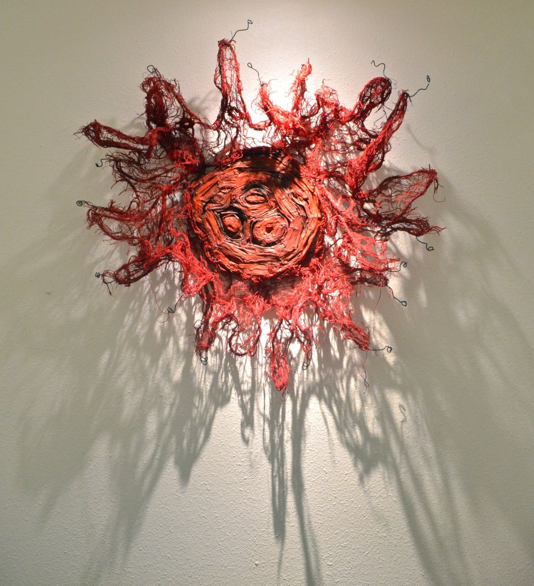 Nnenna Okore Through Thick and Thin, 2017 newspapers, burlap, dye and wire 40 x 44 inches