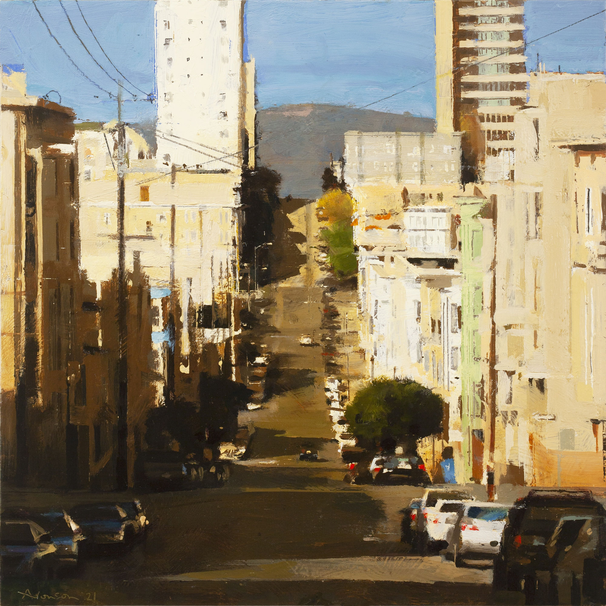 Ben Aronson Sun on Leavenworth, 2021 oil on panel 12 x 12 in