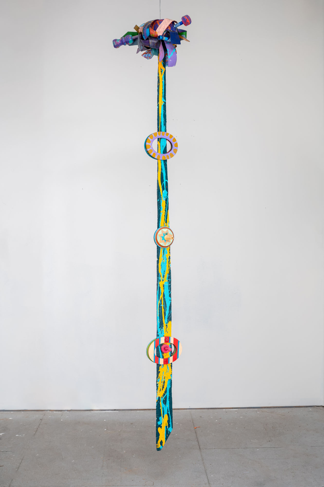 Kevin Cole, Ladder of Faith, 2012, mixed media on wood, 7 x 98 x 7 in