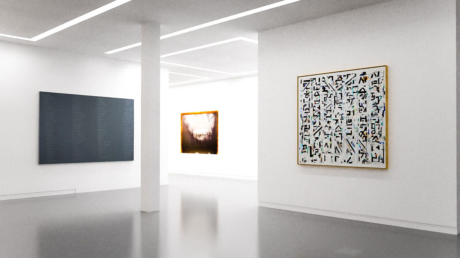 Works by Scott Reeder, Michael Joo, and Young-Il Ahn in The Written Word (virtual exhibition view), 2020, Kavi Gupta