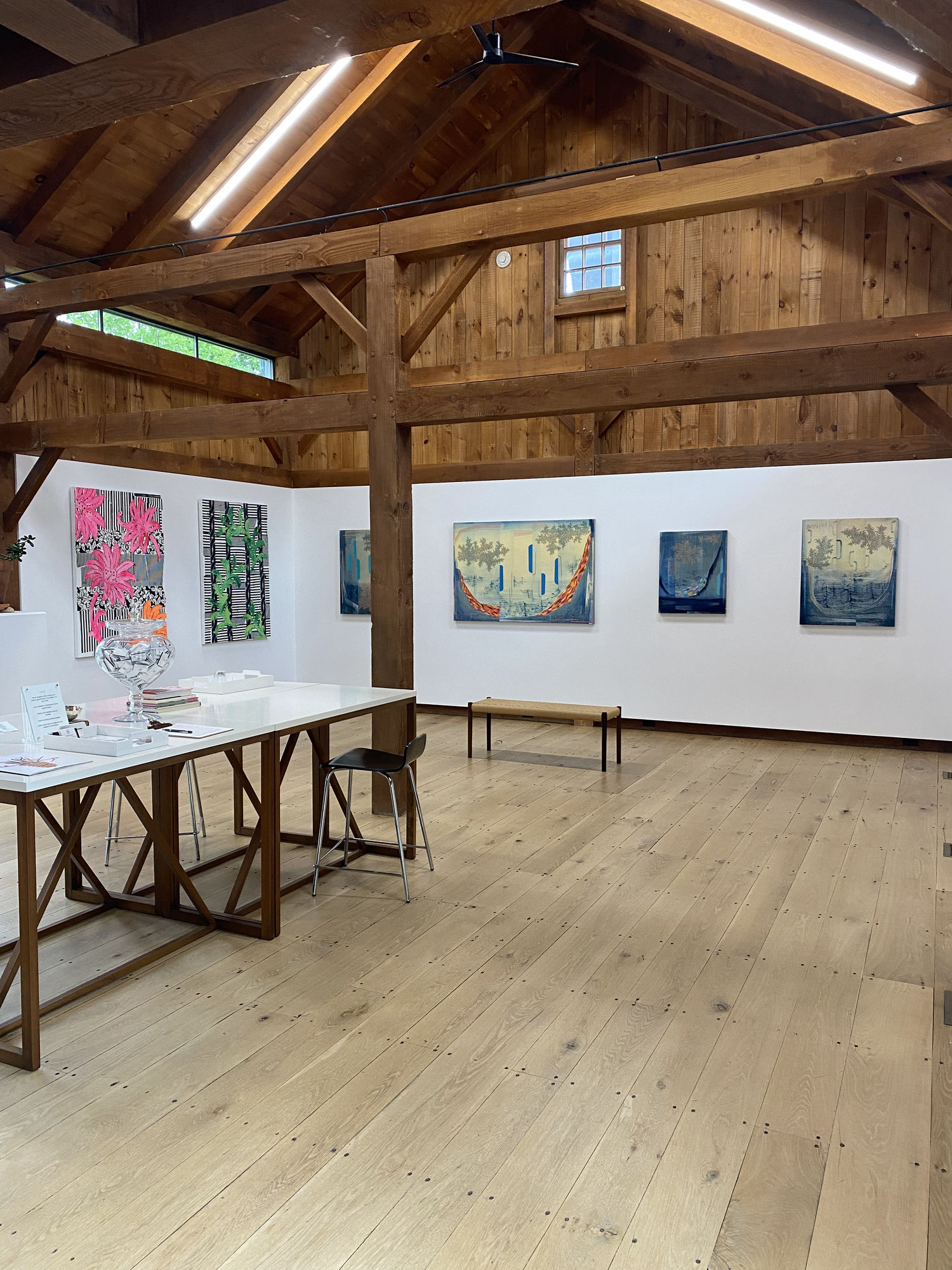 Installation view with paintings by Gabe Brown and Margaret Lanzetta