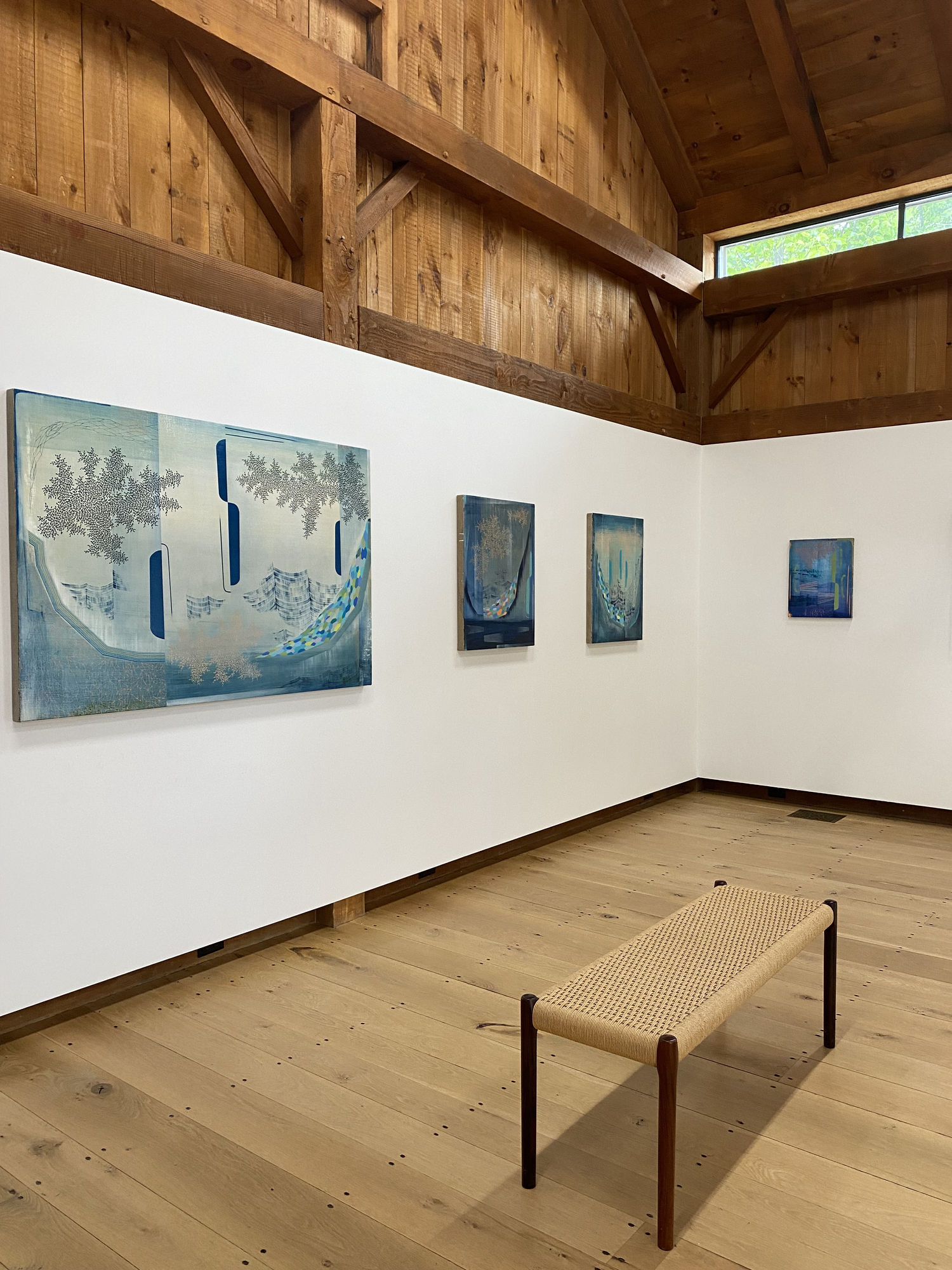 Installation view with paintings by Gabe Brown
