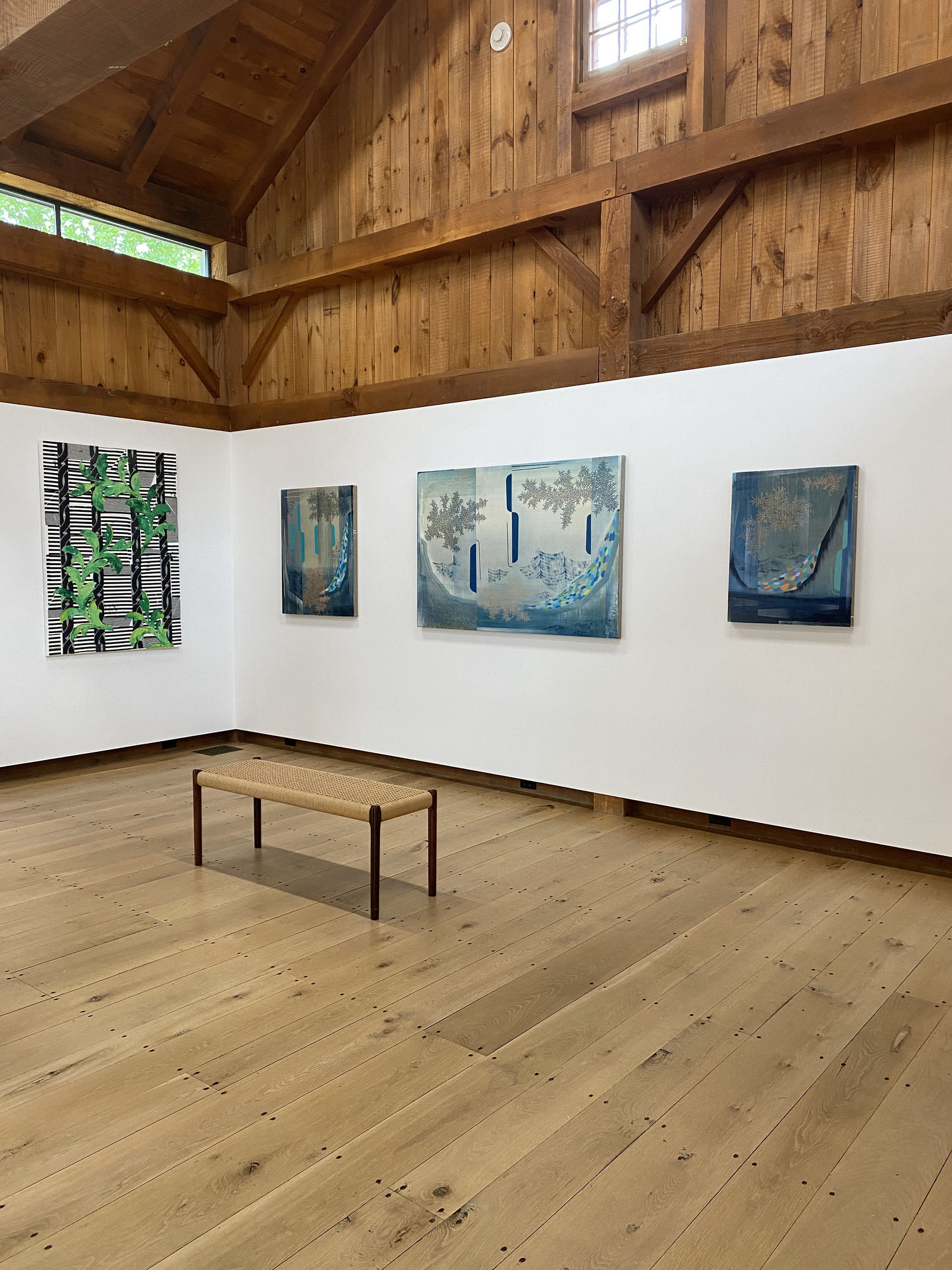 Installation view with paintings by Gabe Brown and Margaret Lanzetta
