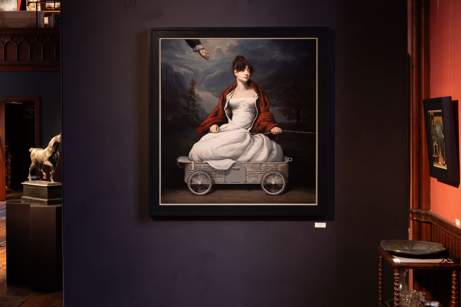 The High Road, 2023 | ALLAN MACDONALD | oil on linen | 117cm x 109cm with a Gerald Laing horse in the background