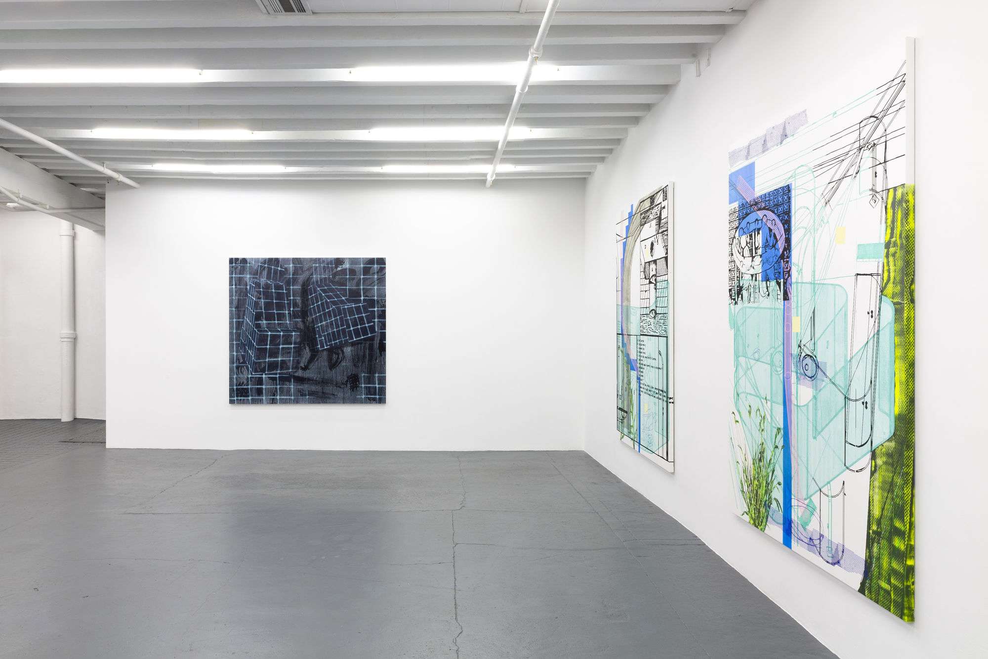 ALEX CARVER, AVERY SINGER exhibition view, Bubble Revision, Miguel Abreu Gallery, New York, 2018