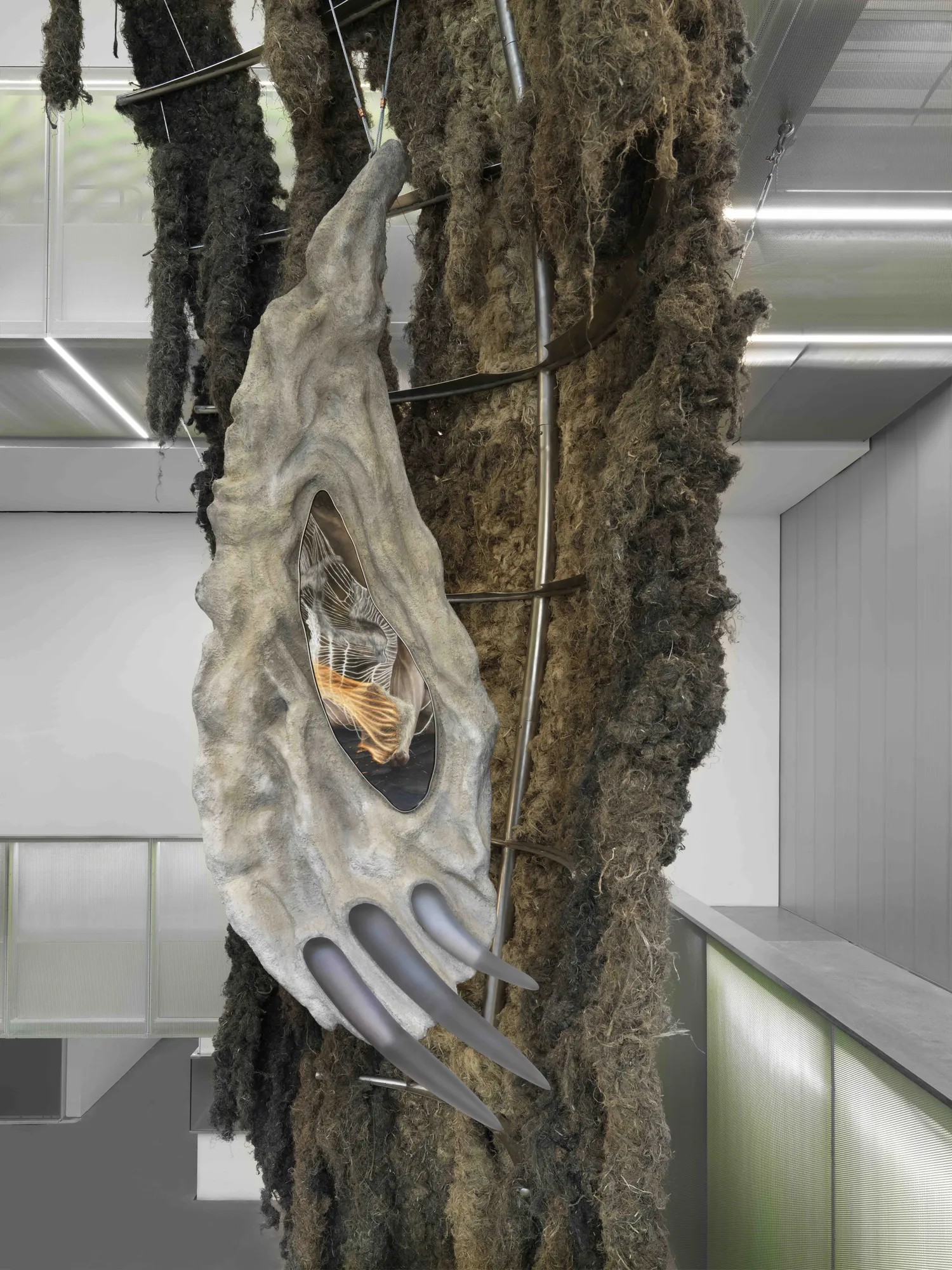 KLÁRA HOSNEDLOVÁ installation view, Shelter (site-specific commission), Atrium Stair, New Museum, New York, 2026